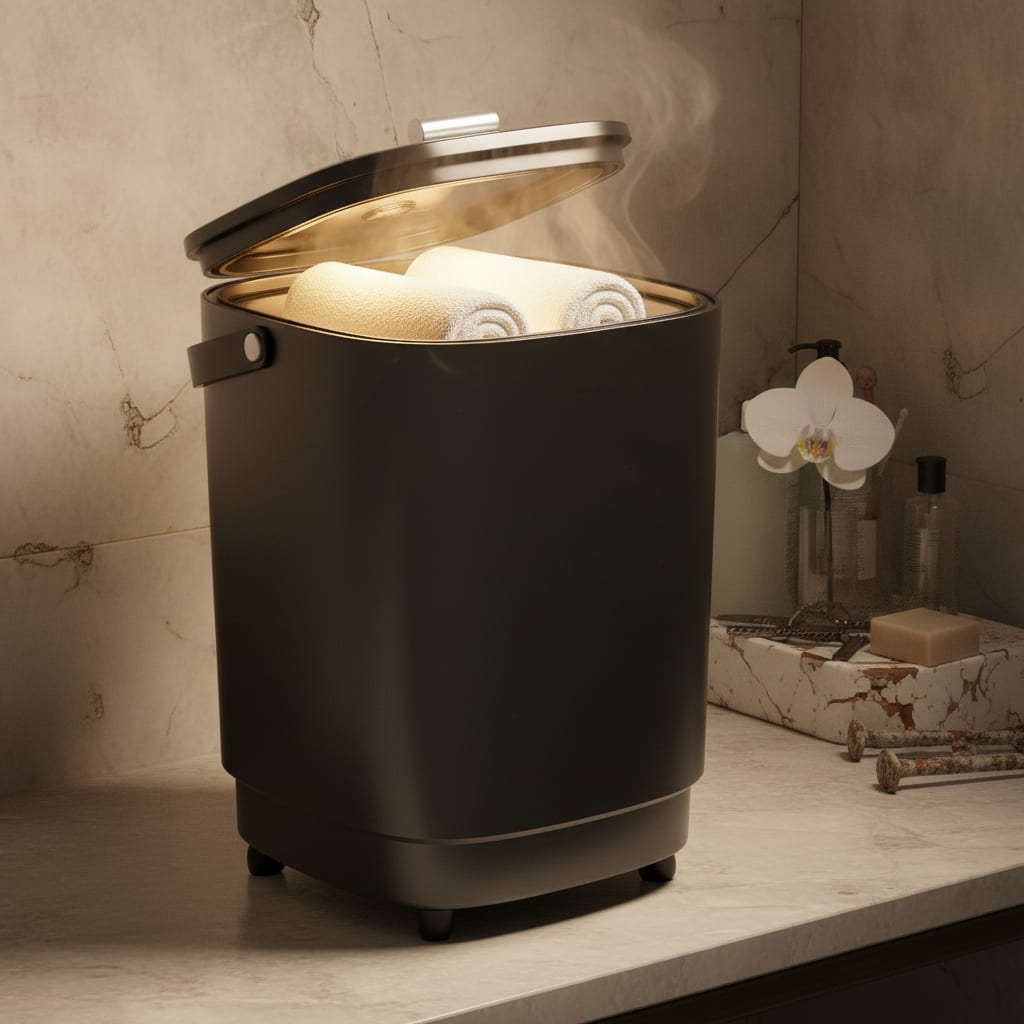 TMWINGS 20L Luxury Spa Towel Warmer Buckets with 4 Timing, Black